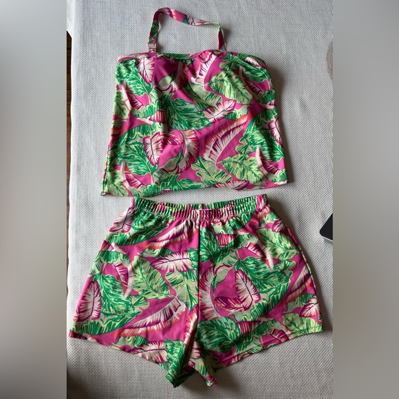 BLAIR Women’s Size 8 Tropical Print Two Piece Swimwear Modest Tank Shorts - Picture 1 of 6